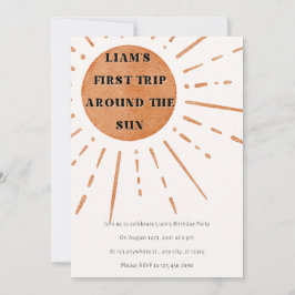Convite Boho Primeira Viagem Em Torno Do primeiro aniversa