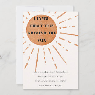Convite Boho Primeira Viagem Em Torno Do primeiro aniversa