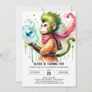 Convite Boho Printable Monkey Birthday