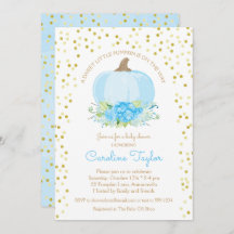 Boho Pumpkin Baby Boy Chá Watercolor Azul