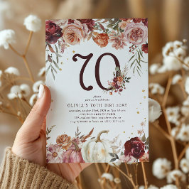 Convite Boho Pumpkin Outono Floral 70º Aniversário