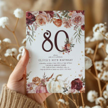 Boho Pumpkin Outono Florido 80º Aniversário