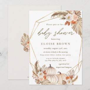 Convite Boho Pumpkin Pampas Grass Chá de fraldas Floral I