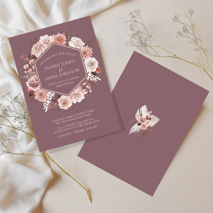 Convite Boho Purple Flowers Wreath Casamento