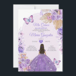 Convite Boho Purple Mis Quince Lavanda 15 Anos Coroa<br><div class="desc">Boho Quinceañera Purple Lavanda Silver Crown Convite Mis Quince 15 Anos,  16º Aniversário, </div>