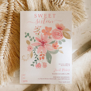 Convite Boho que cai aquarela floral Molho 16