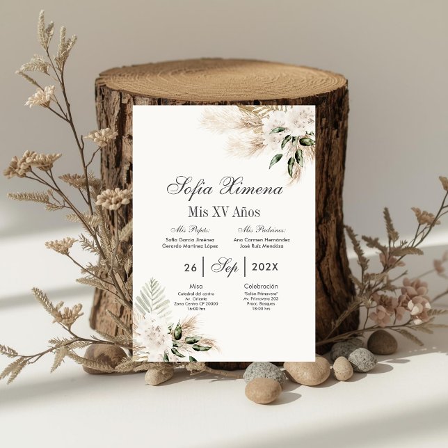 Convite Boho Quinceanera espanhol (Criador carregado)
