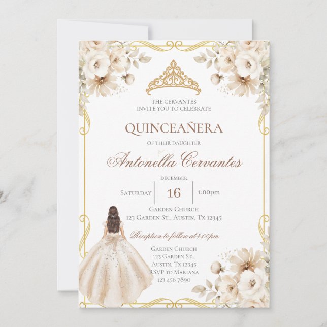 Convite Boho Quinceanera Invitation (Frente)