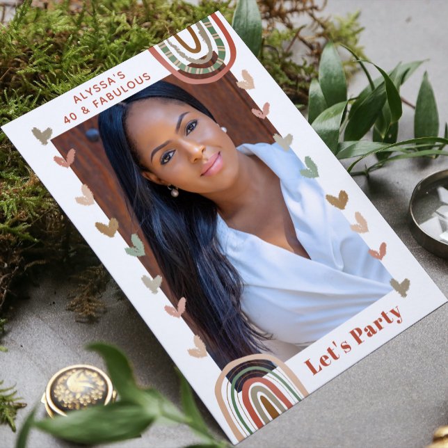 Convite Boho Rainbow 40 e Fabulosa Festa de aniversário mo (Criador carregado)