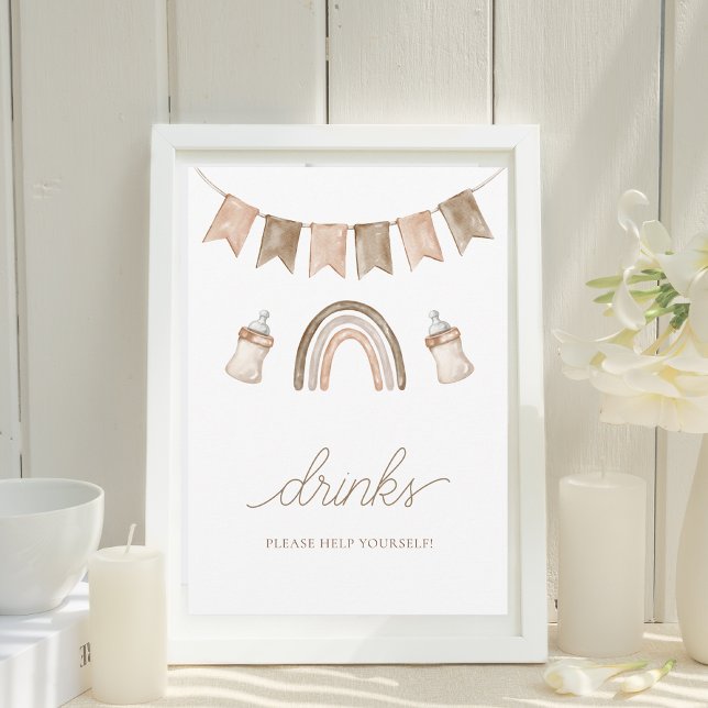 Convite Boho Rainbow Bebe Gênero Chá de fraldas neutro (Criador carregado)