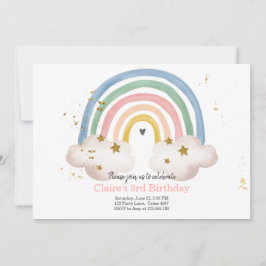 Convite Boho Rainbow Birthday Invent Girl Rustic