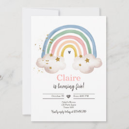 Convite Boho Rainbow Birthday Invent Girl Rustic