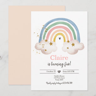 Convite Boho Rainbow Birthday Invent Girl Rustic
