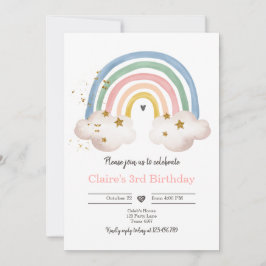 Convite Boho Rainbow Birthday Invent Girl Rustic