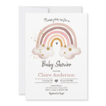 Boho Rainbow Chá de fraldas Invitation Girl Rustic