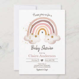 Convite Boho Rainbow Chá de fraldas Invitation Girl Rustic