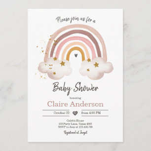 Convite Boho Rainbow Chá de fraldas Invitation Girl Rustic