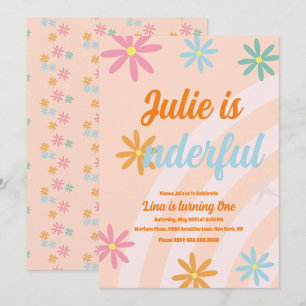 Convite Boho Rainbow Earthy Primeiro Aniversário Festa Mar