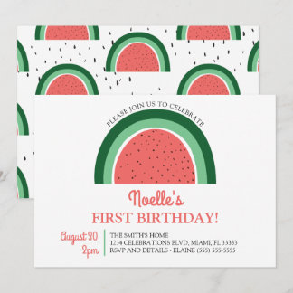 Convite Boho Rainbow First Birthday, Melancia