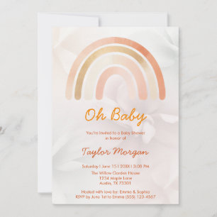 Convite Boho Rainbow Floral Gênero Chá de fraldas neutro