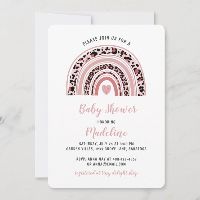 Convite Boho Rainbow Heart Chá de fraldas (Frente)