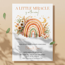 Convite Boho Rainbow Neutral Baby Shower 