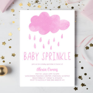 Convite Boho Rainbow Rain Cloud Pink Chá de fraldas Sprink