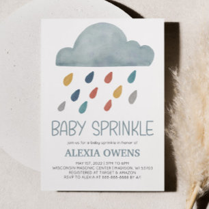 Convite Boho Rainbow Raincloud Rain Chá de fraldas Sprinkl