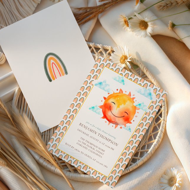 Convite Boho Rainbow Sunshine Gender Neutral Baby Shower (Criador carregado)