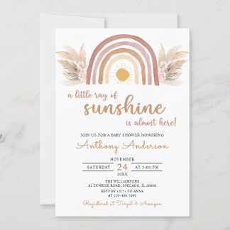 Convite Boho Rainbow Um Pequeno Raios de Chá de fraldas So