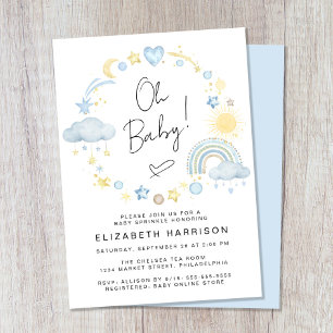 Convite Boho Rainbow Watercolor Baby Boy Sprinkle