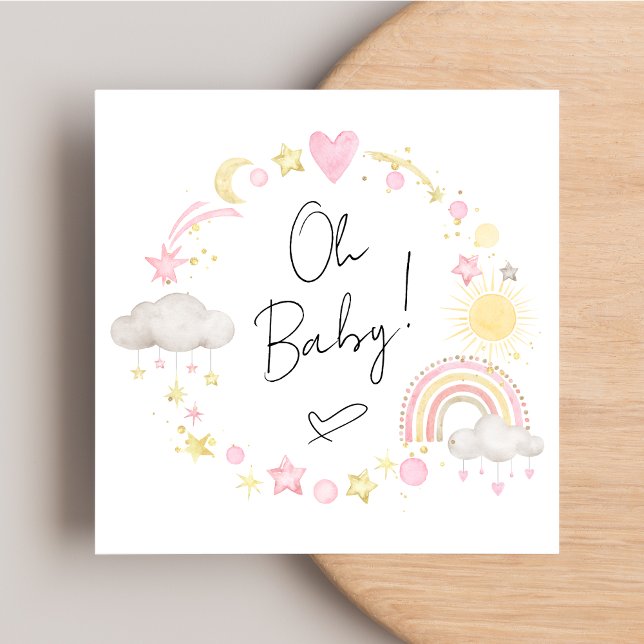 Convite Boho Rainbow Watercolor Baby Girl Chá (Criador carregado)