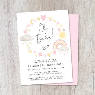 Convite Boho Rainbow Watercolor Baby Girl Sprinkle
