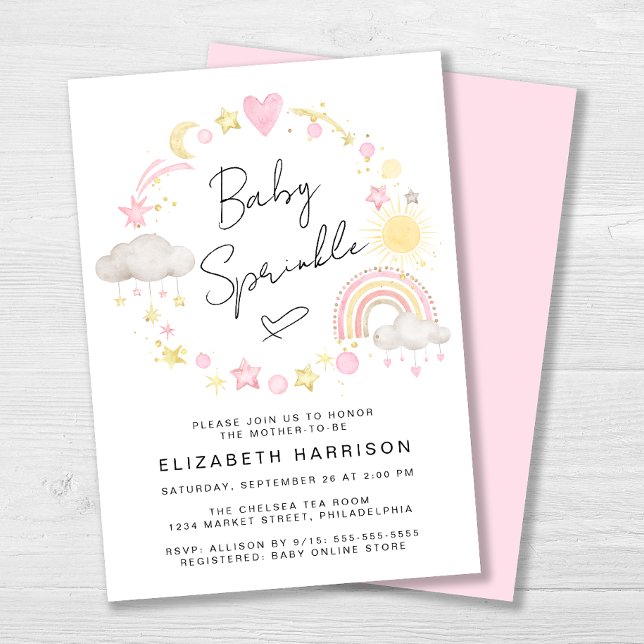 Convite Boho Rainbow Watercolor Baby Girl Sprinkle (Criador carregado)