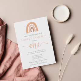 Convite Boho Rainbow Watercolor Girl Primeiro Aniversário