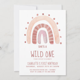 Convite Boho Rainbow Wild One Birthday