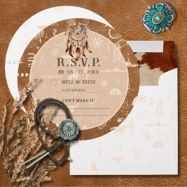 Convite Boho Ranch Wild West Desert Tan Response RSVP Card