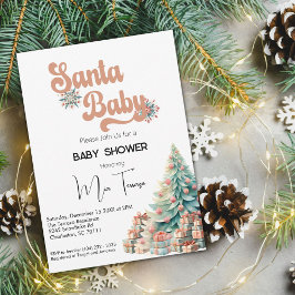 Convite Boho Retro Chá de fraldas de Natal