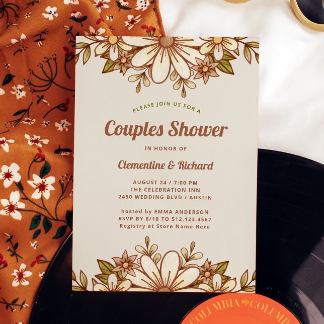 Convite Boho Retro Flowers | CHÁ CASAL (A retro and vintage style bridal shower invitation)