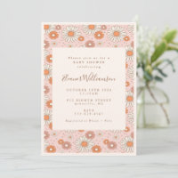 Boho Retro Pastel Chá de fraldas Floral Rosa