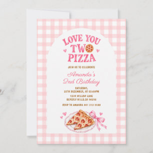 Convite Boho Rosa Ama Você Dois Pizza Rosa 2º Aniversário