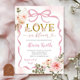 Convite Boho Rosa Coquette Grama Pampas Chuvinha de Amor B