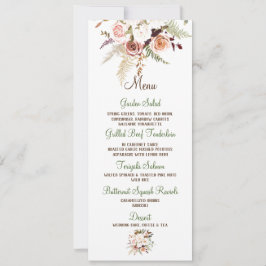 Convite Boho Rosa de cor suave/Menu de casamento Flores br