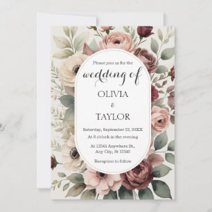 Convite Boho Rosa Floral Rustic Wedding