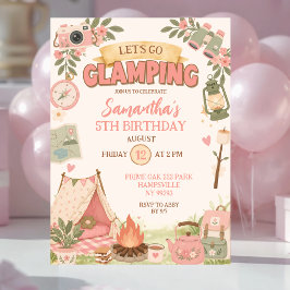 Convite Boho Rosa Vamos Aniversário de Glamping
