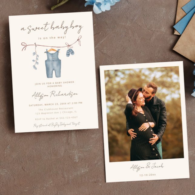 Convite Boho roupa de bebê doce chá de fraldas de bebê (Criador carregado)