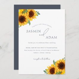 Convite Boho Royal Blue Opulence Sunflower Casamento