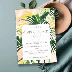 Convite Boho Rubor Verde Palma Tropical Aposentadoria 