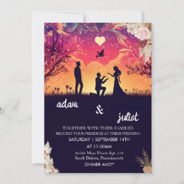 Convite boho russo moderno e elegante Casamento Twilight