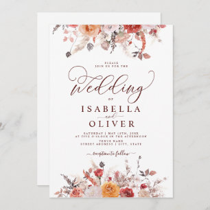 Convite Boho Rust Queimou Orange Terracotta Marsala Casame